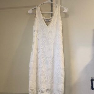fitted white lace dress